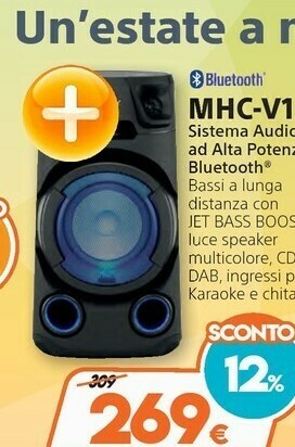 Expert Sony MHC-V13 - Altoparlante Bluetooth All In One Con JET BASS BOOSTER, Effetti Luminosi, Lettore CD, USB, Nero offerta