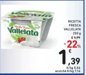 Conad Vallelata Ricotta Fresca 250 g offerta