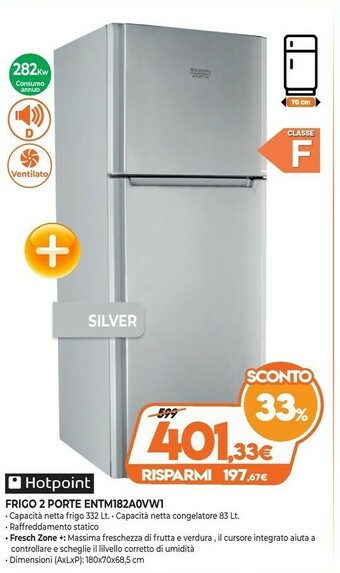 Expert Hotpoint ENTM 182A0 VW 1 Frigorifero Con Congelatore Libera Installazione 415 L F Argento offerta