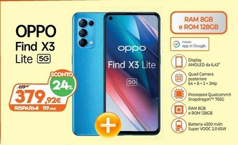 Expert Oppo Find X3 Lite 16,3 Cm (6.4") Doppia SIM ColorOS 11.1 5G USB Tipo-C 8 GB 128 GB 4300 MAh Blu offerta