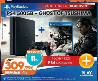Expert Sony PS4 500GB + Ghost Of Tsushima offerta