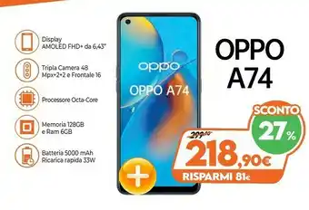 Expert Oppo A74 16,3 Cm (6.43") Doppia SIM ColorOS 11.1 4G USB Tipo-C 6 GB 128 GB 5000 MAh Nero offerta