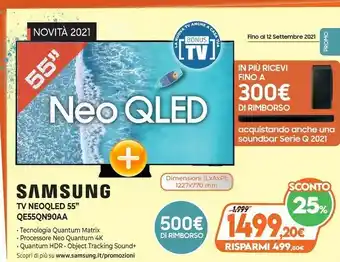 Expert Samsung TV Neo QLED 4K 55” QE55QN90A Smart TV Wi-Fi Titan Black 2021 offerta