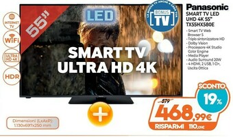 Expert Panasonic TX-55HX580E TV 139,7 Cm (55") 4K Ultra HD Smart TV Wi-Fi Nero offerta