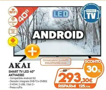 Expert Akai Smart TV LED 40" AKTV4038J offerta