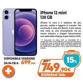 Expert KPN Apple IPhone 12 Mini 13,7 Cm (5.4") IOS 14 5G 128 GB Blu offerta
