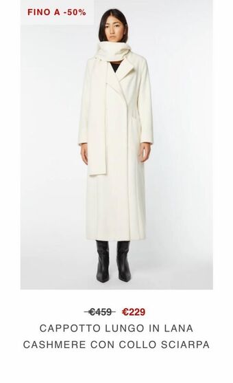 Cappotto lungo in lana cashmere con collo sciarpa