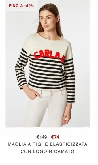 Maglia a righe elasticcizzata con logo ricamato
