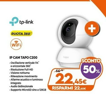 Expert TP-LINK Tapo C200 Interno Lampadina Soffitto 1280 X 720 Pixel offerta