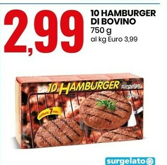 Eurospin 10 Hamburger Di Bovino offerta