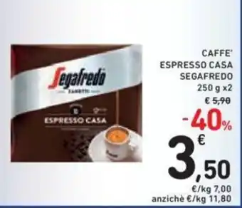 Conad Segafredo Caffè Espresso Casa 250 g x 2 offerta