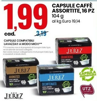 Eurospin Don Jerez Capsule Caffe Assortite 16 Pz offerta
