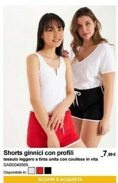 Shorts Ginnici Con Profili offerta di Terranova