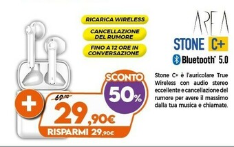 Expert Area Stone C+, Auricolari A Capsula Con Custodia Di Ricarica + Base Di Ricarica Wireless, Bianco offerta