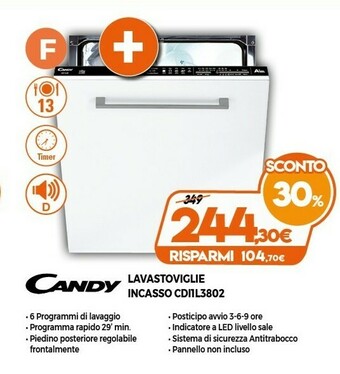 Expert Candy CDI 1L38-02/T Lavastoviglie A Scomparsa Totale 13 Coperti F offerta