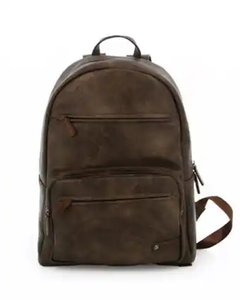 Zaino ufficio marrone carrera con porta notebook interno, tasca frontale e due zip - carrera linea catcher