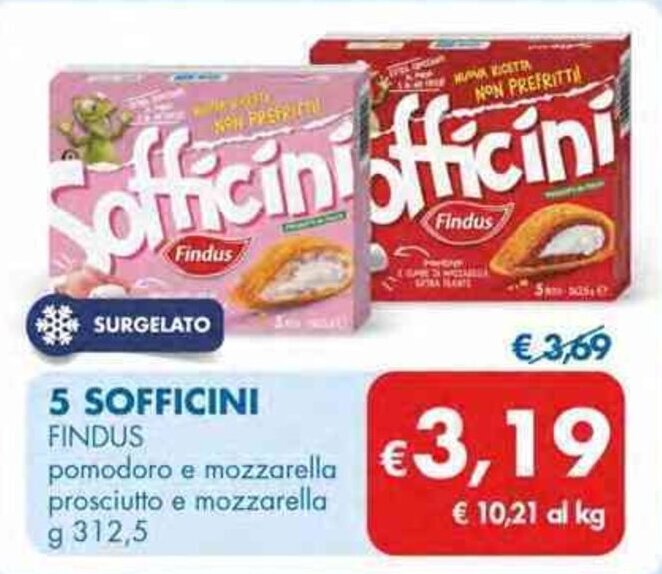 Offerta Findus 5 Sofficini pomodoro e mozzarella prosciutto e ...