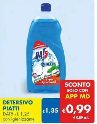 MD Discount Dat5 Detersivo Piatti L 1,25 con igienizzante offerta