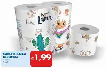 MD Discount Carta Igienica Decorata 4 rotoli 3 veli offerta
