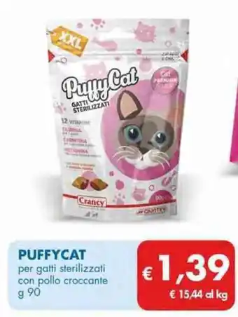 MD Discount Puffycat per gatti sterilizzati con pollo croccante g 90 offerta