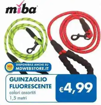 MD Discount Miba Guinzaglio Fluorescente colori assortiti 1,5 metri offerta