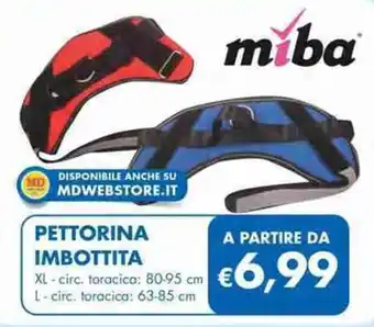 MD Discount Miba Pettorina Imbottita XL - circ. toracica 80-95 cm offerta