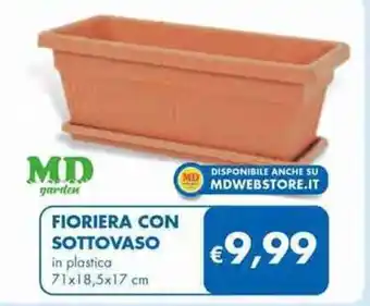 MD Discount Fioriera con Sottovaso in plastica 71x18,5x17 cm offerta