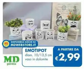 MD Discount Emotipot diam. 10/13,5 cm vaso in dolomite offerta