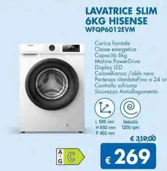 MD Discount Hisense Lavatrice Slim 6kg WFQP6012EVM offerta