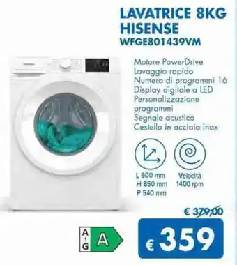 MD Discount Hisense Lavatrice 8kg WFGE801439VM offerta