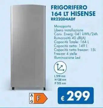 MD Discount Hisense Frigorifero 164 lt RR220D4ADF offerta
