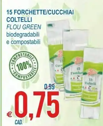 MD Discount Flou Green 15 Forchette /cucchiai Coltelli offerta