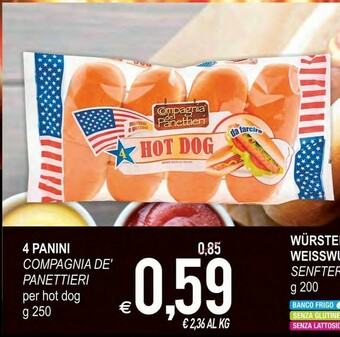 MD Discount Senfter Compagnia De' Panettieri 4 Panini Hot Dog offerta