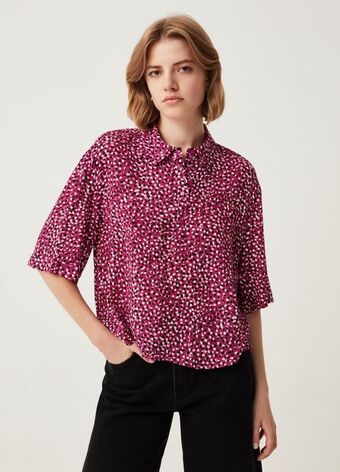 Blusa in viscosa con maniche a tre quarti