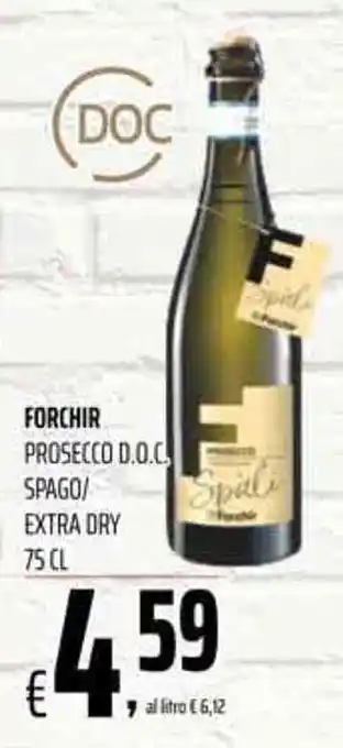 Coop Forchir Prosecco D.O.C. Spago/Extra dry 75 cl offerta
