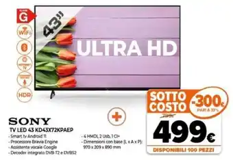 Expert Sony TV Led 43 KD43X72KPAEP offerta