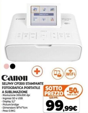 Expert Canon Selphy CP1300 Stampante Fotografica Portatile a Sublimazione offerta