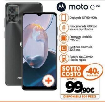 Expert Motorola moto e 22i offerta