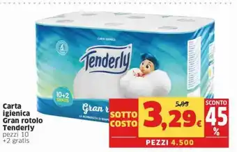 Tenderly Carta Igienica Gran Rotolo pezzi 10 + 2 gratis