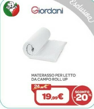 Giordani Materasso Per Letto Da Campo Roll Up
