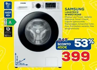 Euronics Samsung Lavatrice Ww90ta046 offerta