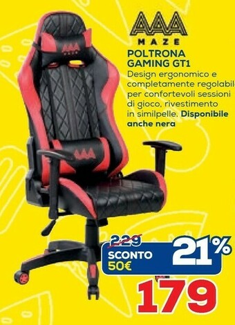 Euronics Maze Poltrona Gaming Gt1 offerta