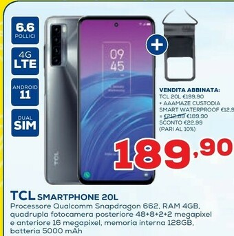 Euronics TCL 20L 16,9 Cm (6.67") Dual SIM Ibrida Android 11 4G USB Tipo-C 4 GB 128 GB 5000 MAh Blu offerta