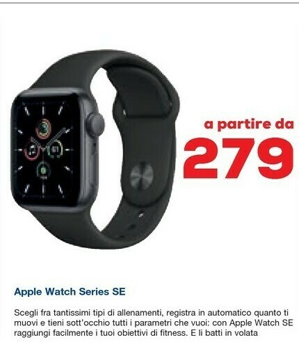Apple Watch SE GPS, 44mm In Alluminio Argento Con Cinturino Sport Bianco  offerta di Euronics