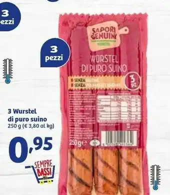 In'S Mercato Sapori genuini 3 Wurstel Di Puro Suino 250 G offerta