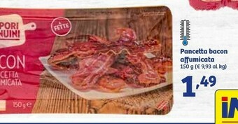 In'S Mercato Sapori genuini Pancetta Bacon Affumicata 150 G offerta