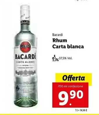 Lidl Bacardi Rhum Carta Blanca offerta