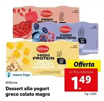 Lidl Milbona Dessert Allo Yogurt Greco Colato Magro offerta