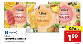 Lidl Gelatelli Sorbetti Alla Frutta offerta