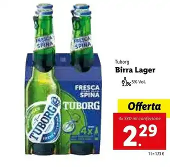 Lidl Tuborg Birra 330 G(ml) offerta